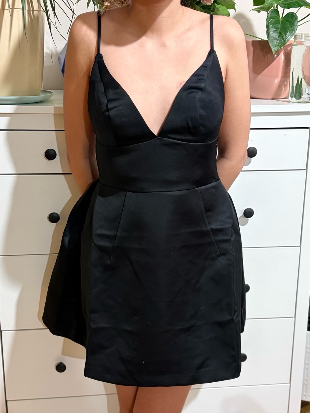 Kimchi Blue Black Spaghetti-Strap V-Neck Mini Dress